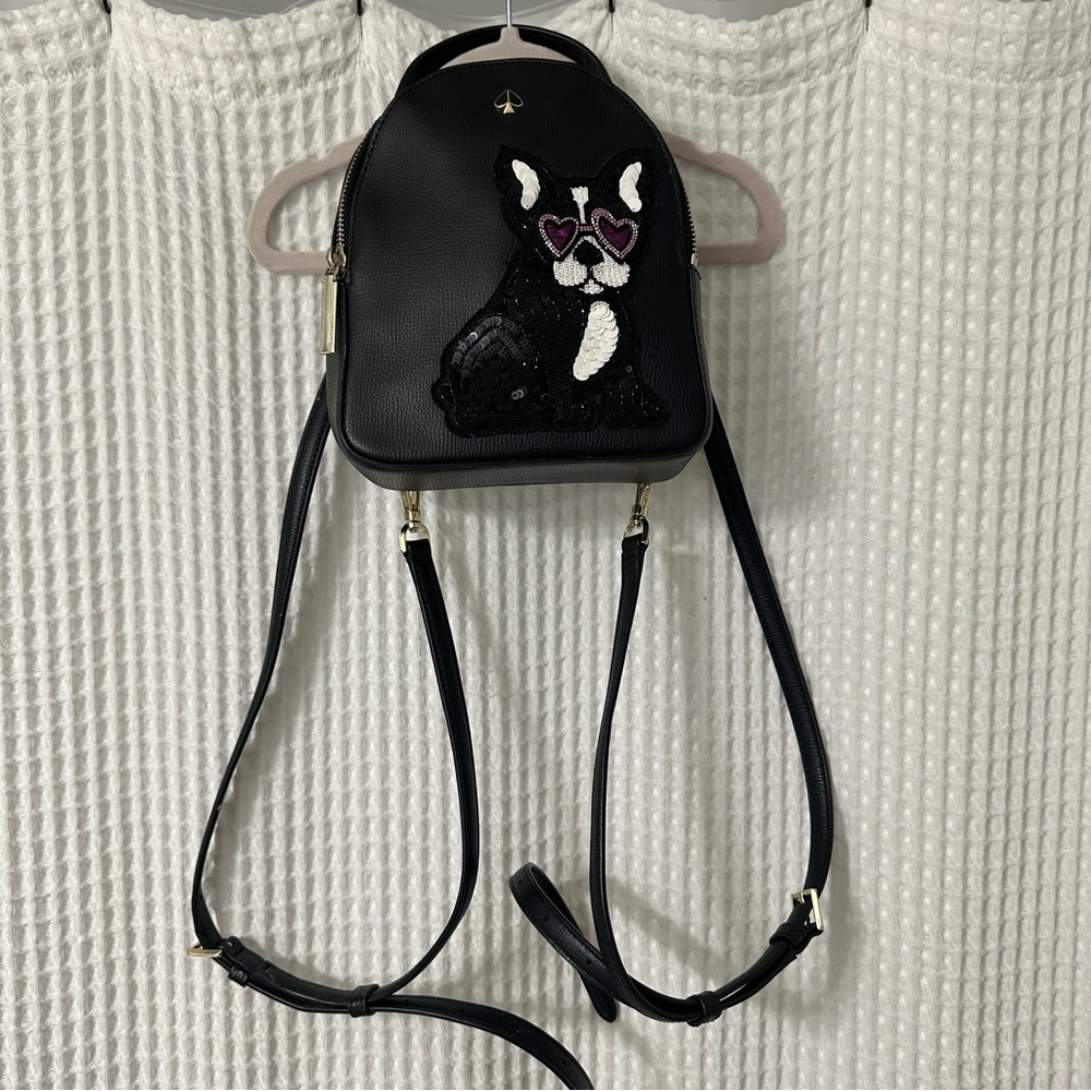 Kate Spade Amelia Francois French Bulldog mini backpack - Picture 2 of 8